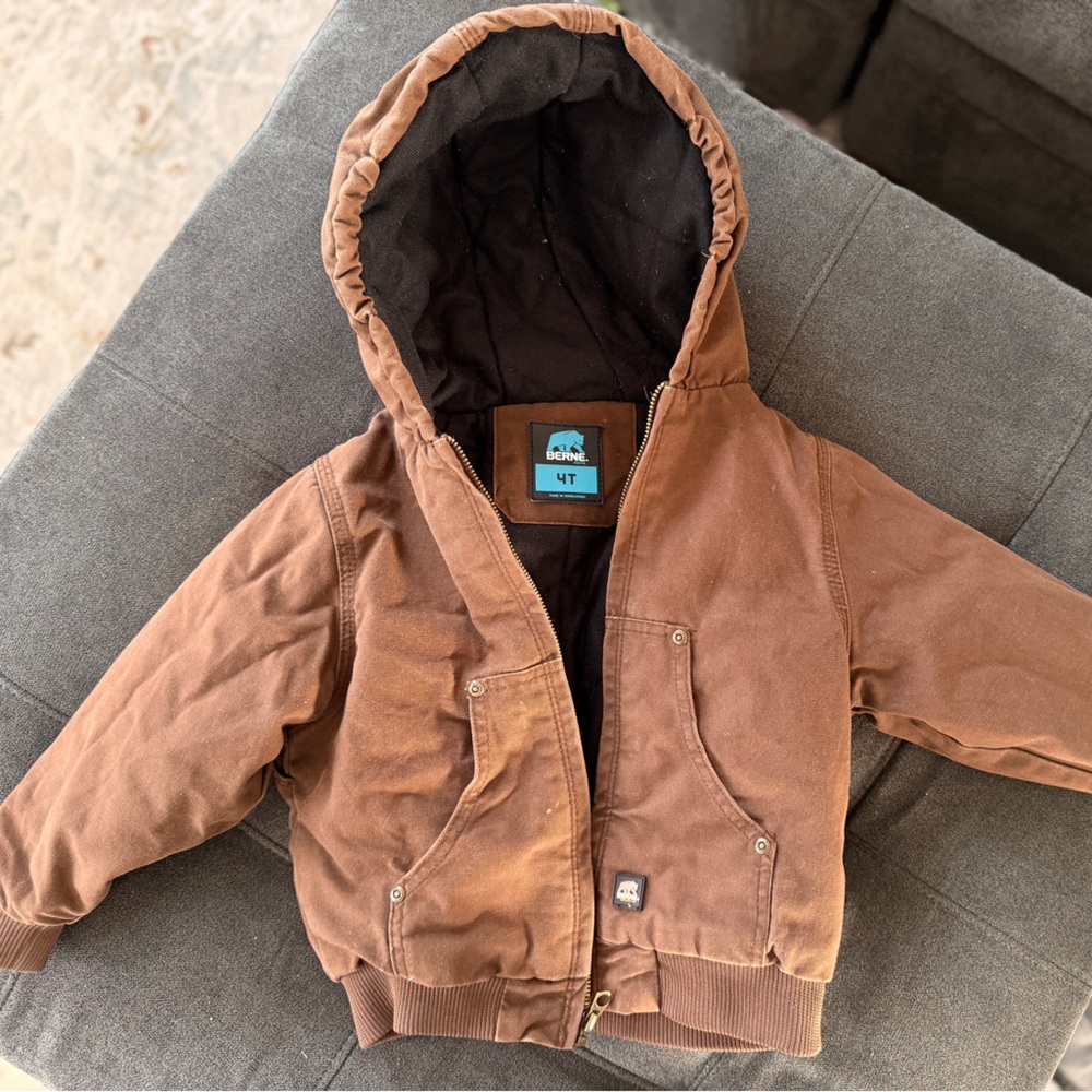 Berne Quilted Black and Brown Hooded Jacket